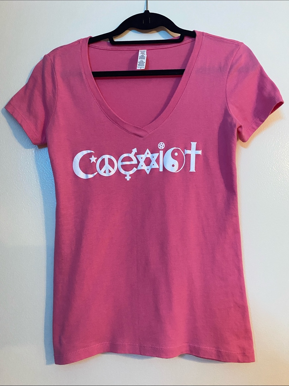 Coexist Pink V-Neck Women's Tee